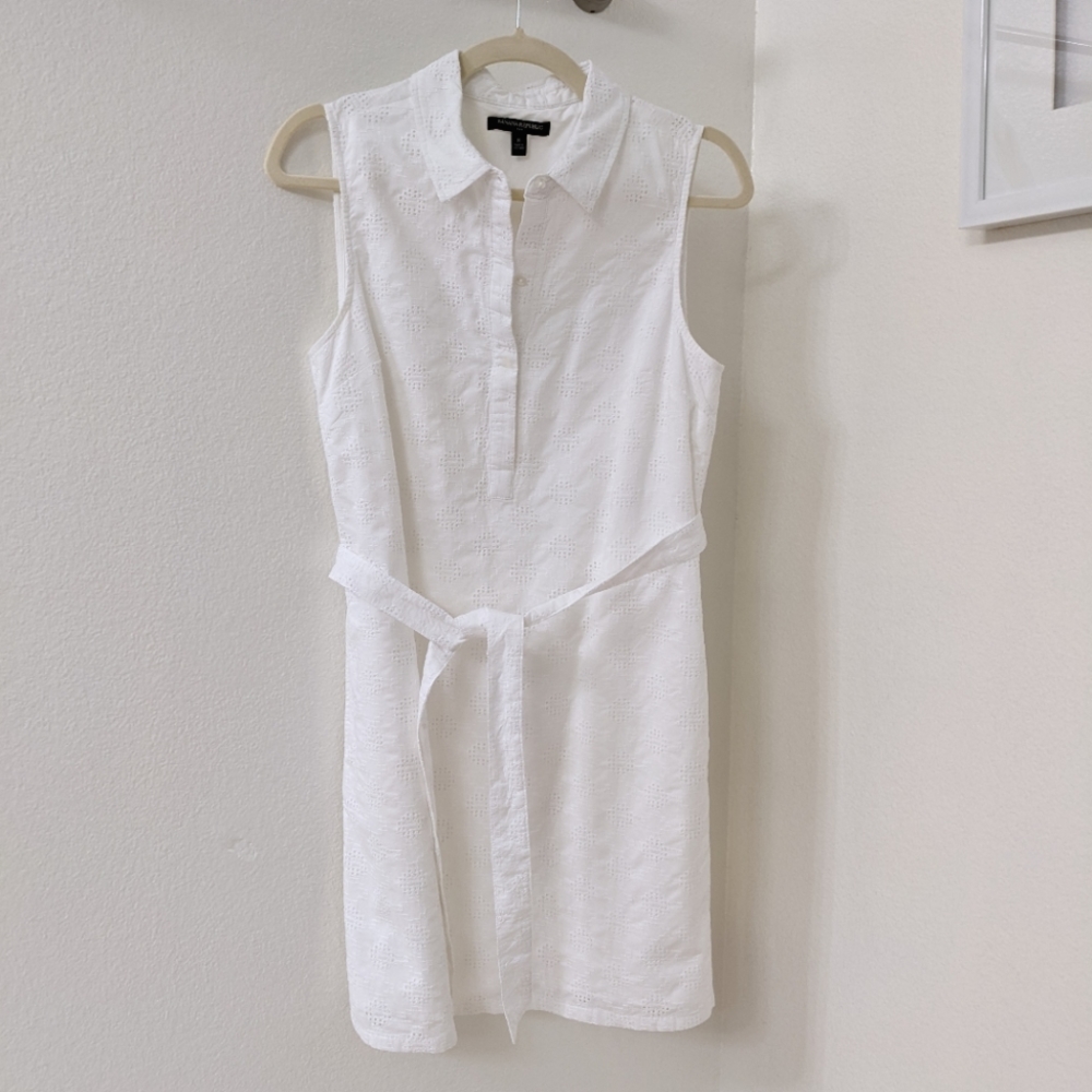 Final price Banana Republic White Sleeveless Peplum collared dress 8